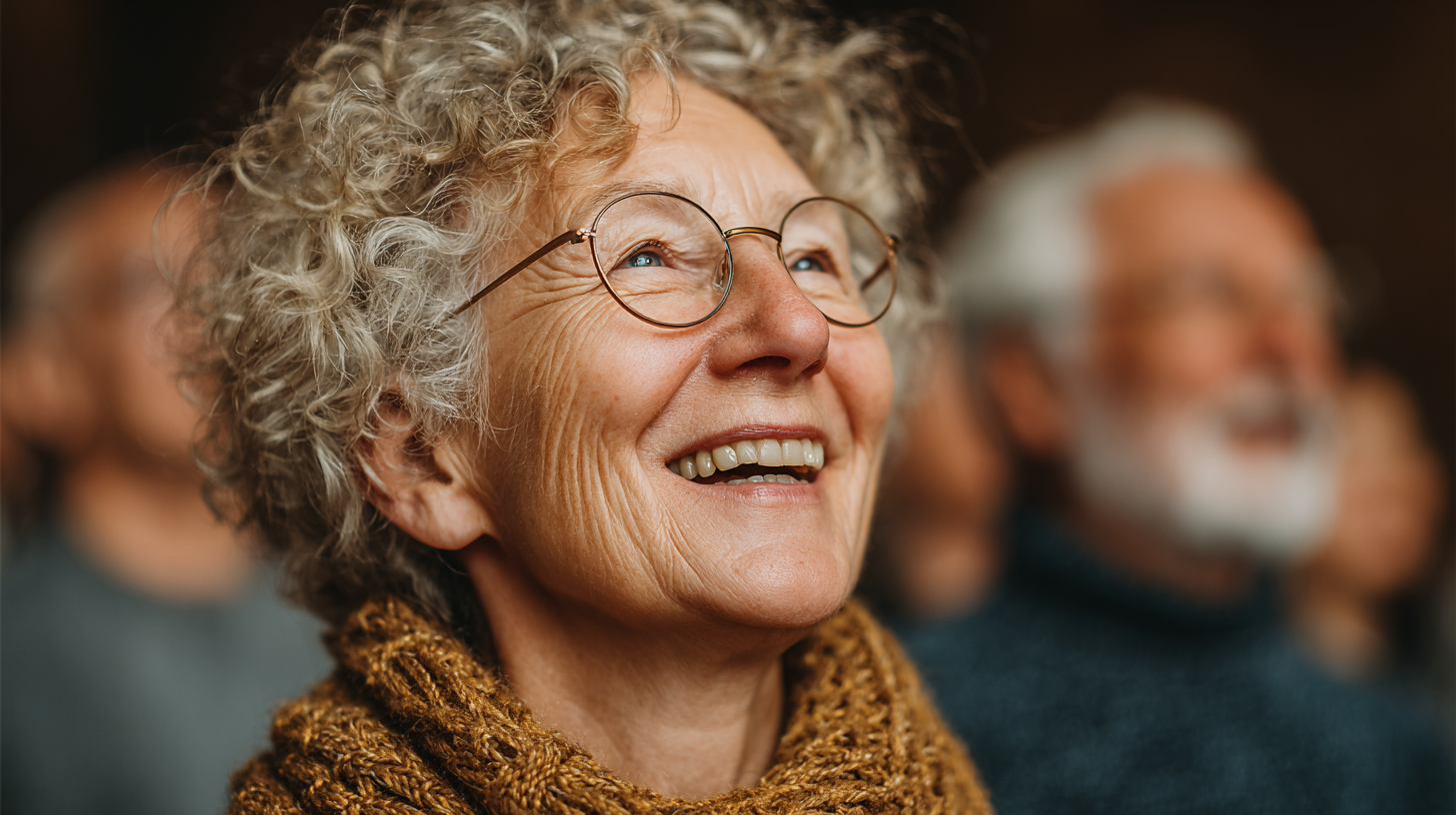 Група людей зрілого віку практикує йогу у світлій студії